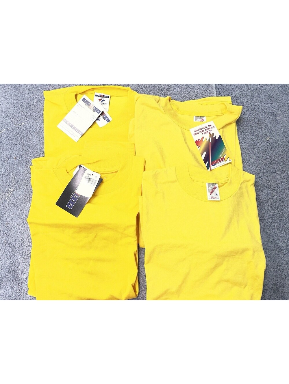 4x Vintage 80's Jerzees Yellow Blank T-Shirts